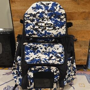 Boombah Superpack Bat Pack Backpack Blue and Black Camouflage Baseball Backpack
